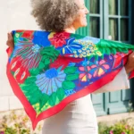 grand foulard soie fleurs