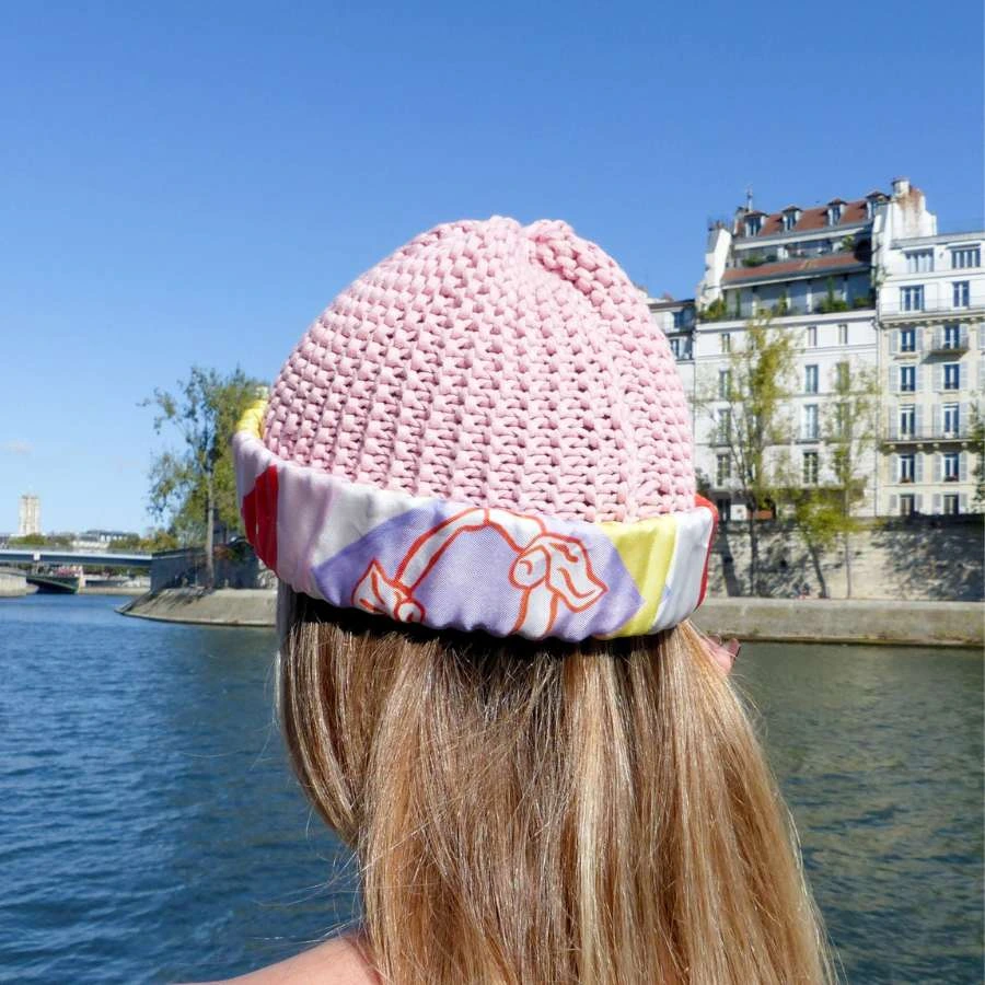bonnet made in france rose pastel