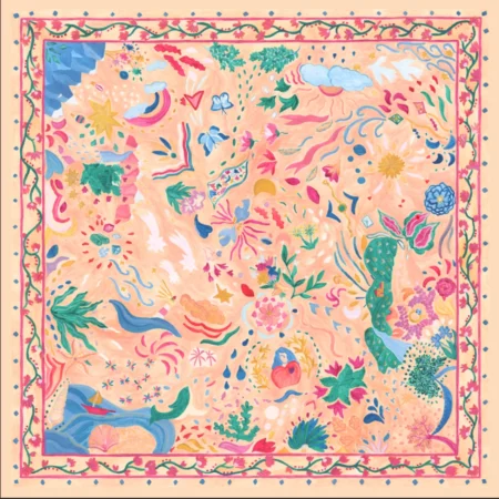 ourse blanche tableau foulard en soie